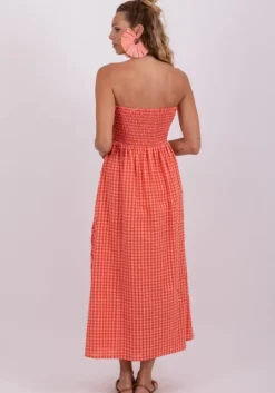 Amelie Dress Coral Gingham