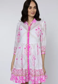 Block Pink Frill Dress Pink
