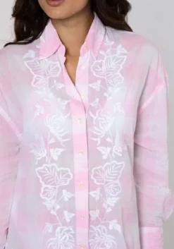 Butterfly Embroidery Shirt Pink