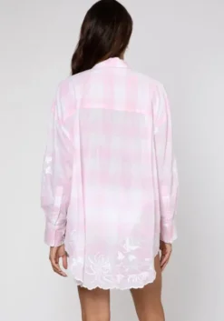 Butterfly Embroidery Shirt Pink