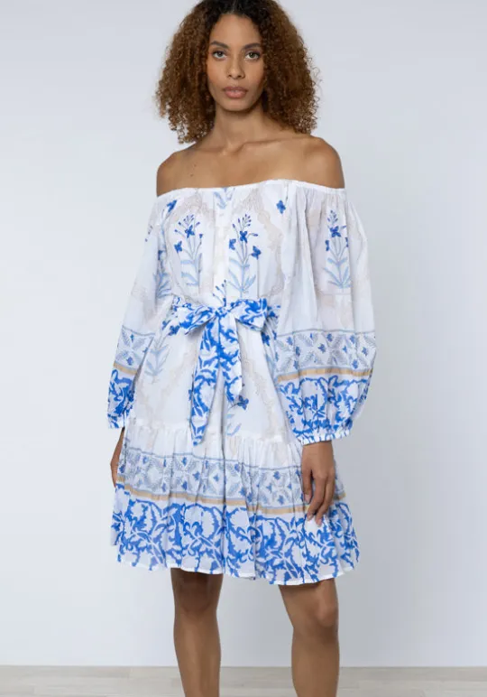 Cage Block Boho Dress Blue
