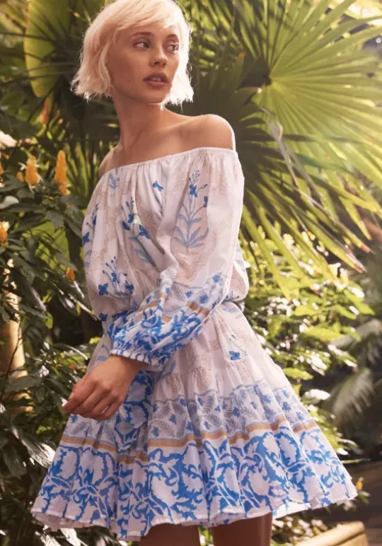 Cage Block Boho Dress Blue