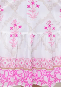 Cage Block V Neck Midi Dress Pink