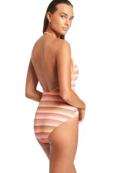 Capri Stripe V Neck Swimsuit
