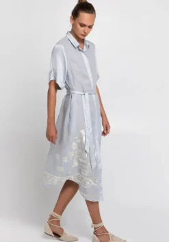 Crete Button Down Midi Dress Grey