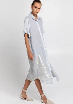 Crete Button Down Midi Dress Grey