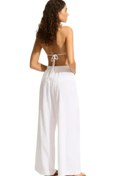 Crinkle Beach Pant White