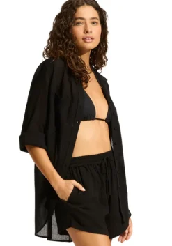 Crinkle Beach Shorts Black
