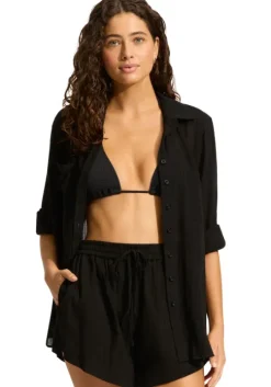 Crinkle Beach Shorts Black