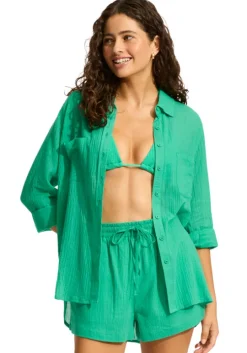 Crinkle Beach Shorts Jade