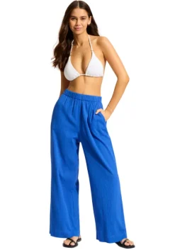 Crinkle Beach Trousers Azure