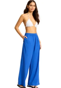 Crinkle Beach Trousers Azure