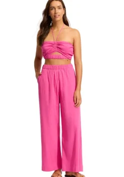 Crinkle Beach Trousers Hot Pink