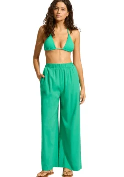 Crinkle Beach Trousers Jade
