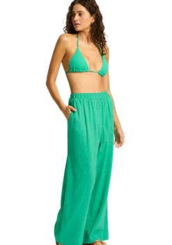 Crinkle Beach Trousers Jade