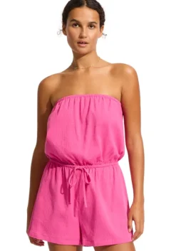Crinkle Playsuit Pink