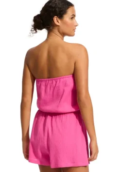 Crinkle Playsuit Pink