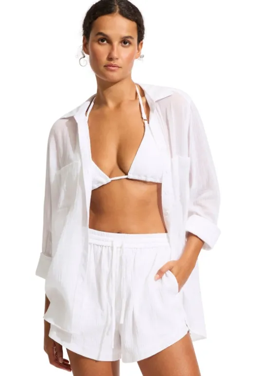 Crinkle Shorts White