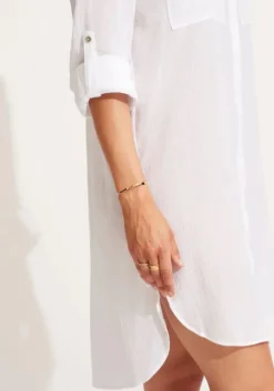 Crinkle Twill Beach Shirt White