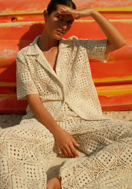 Crochet Beach Pants Ecru