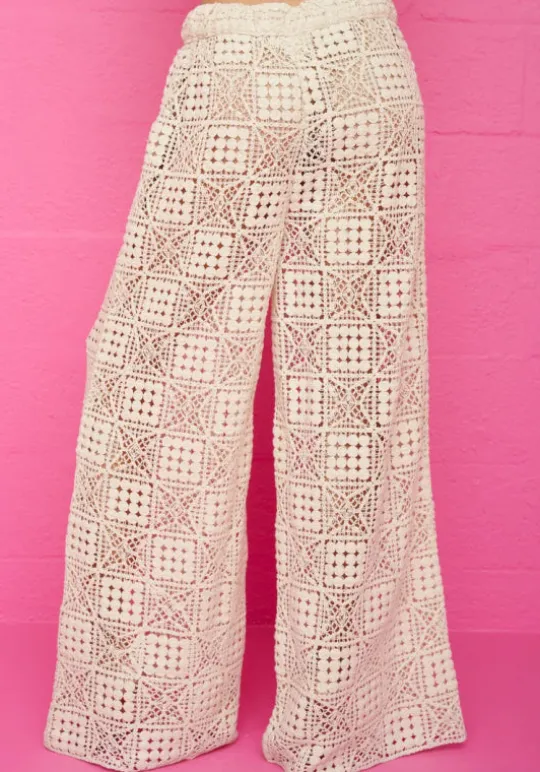 Crochet Beach Pants Ecru