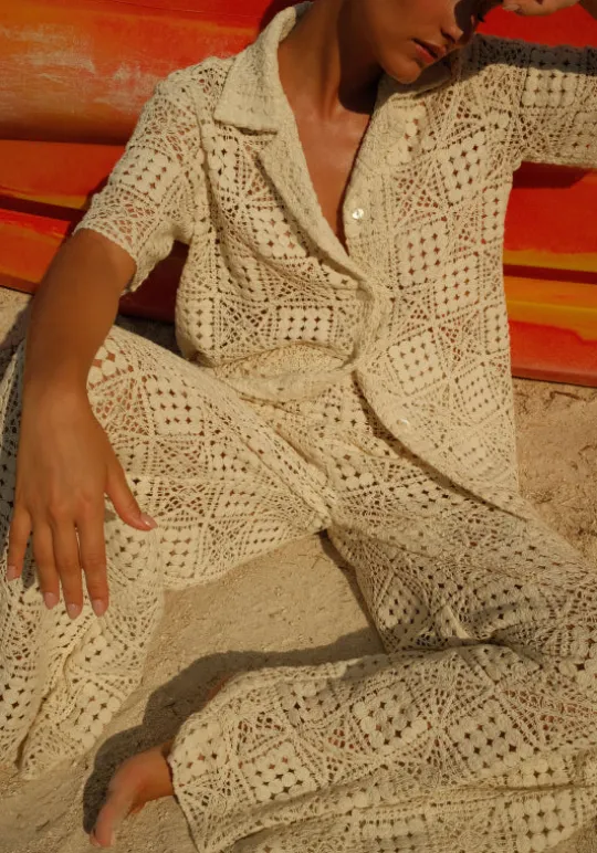 Crochet Beach Pants Ecru