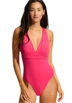 Cross Back Swimsuit Raspberry