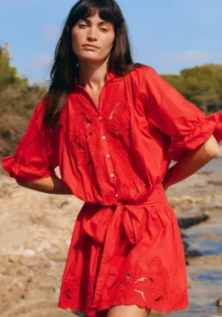 Cut Out Blouson Dress Red