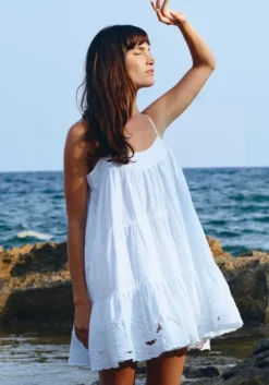 Cut Out Wave Mini Dress White