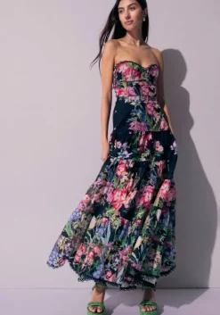 Danny Long Dress Black Botanical