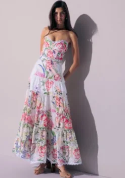 Danny Long Dress White Botanical