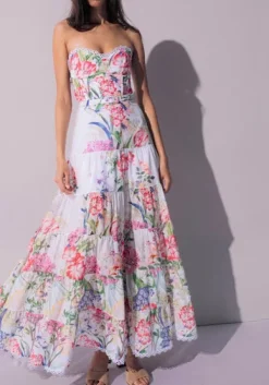 Danny Long Dress White Botanical
