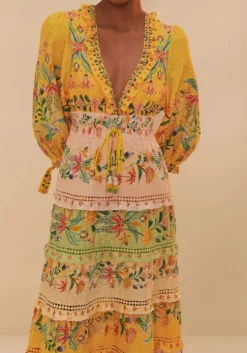 Delicate Flowers Stripes Maxi Dress