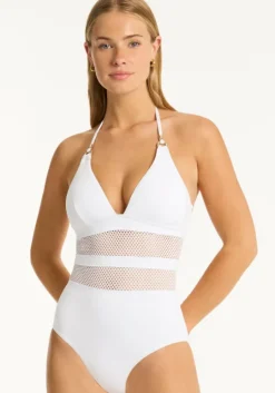 Drift Halter Swimsuit White