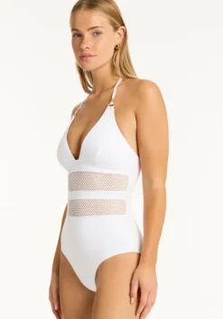 Drift Halter Swimsuit White