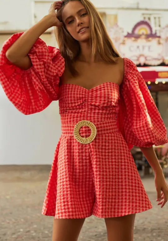 Emilia Jumpsuit Gingham Coral