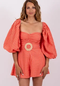 Emilia Jumpsuit Gingham Coral