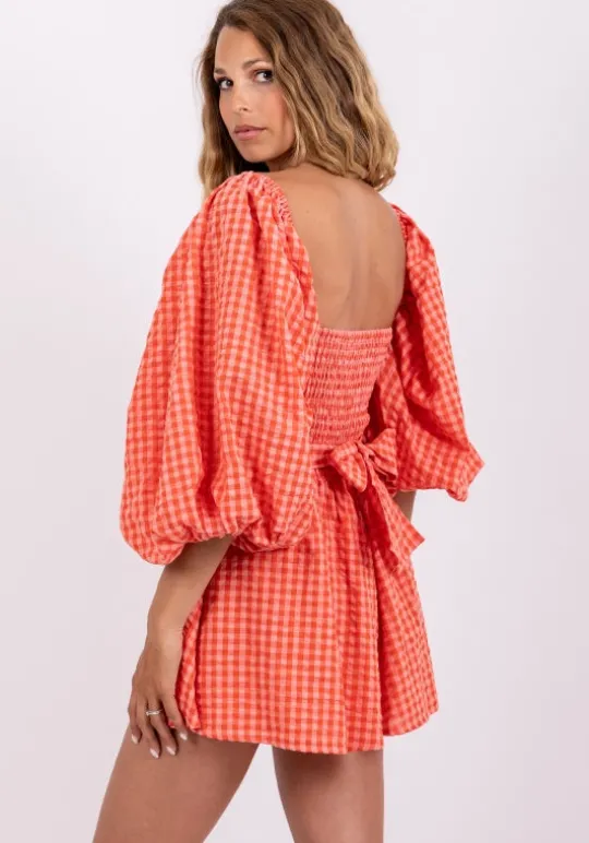 Emilia Jumpsuit Gingham Coral