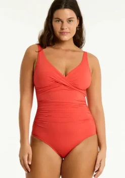 Essentials Cross Front Swimsuit Flame
