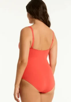 Essentials Cross Front Swimsuit Flame