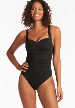 Essentials Twist Front Swimsuit Black
