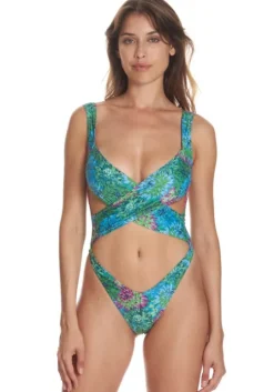 Exotica Swimsuit Green Flowers
