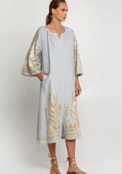 Feather Midi Dress Grey