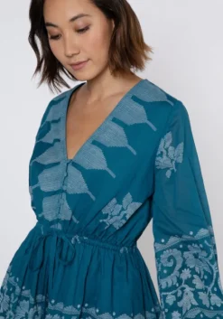 Flare Sleeve Playsuit Dhaka Petrol
