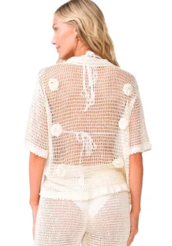 Flower Crochet Top Ivory