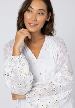 Frill Mosaic Mini Dress White