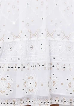 Frill Mosaic Mini Dress White