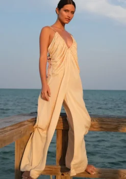 Goddess Ruched Jumpsuit Melon