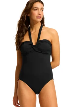 Halter Bandeau Swimsuit Black