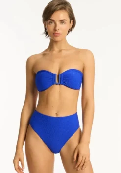 Honeycomb Bandeau Bikini Blue